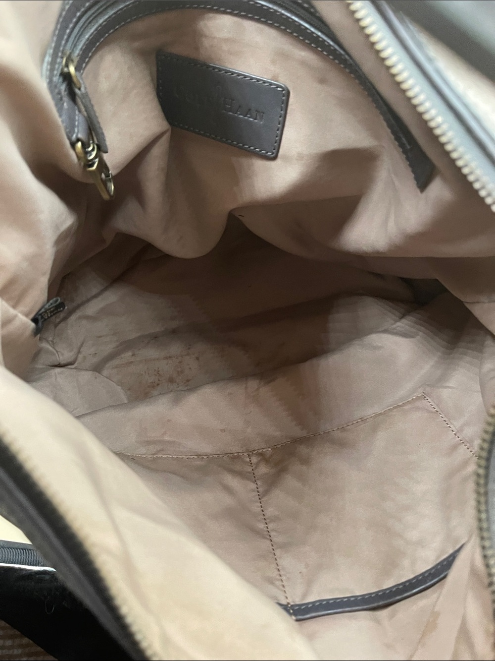 Cole Haan Smoke Gray Pebbled Leather Hobo Bag - Picture 6 of 7